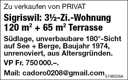 3½-Zi.-Wohnung, Sigriswil, zu verkaufen
