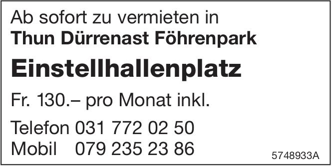 Einstellhallenplatz, Thun-Dürrenast, zu vermieten