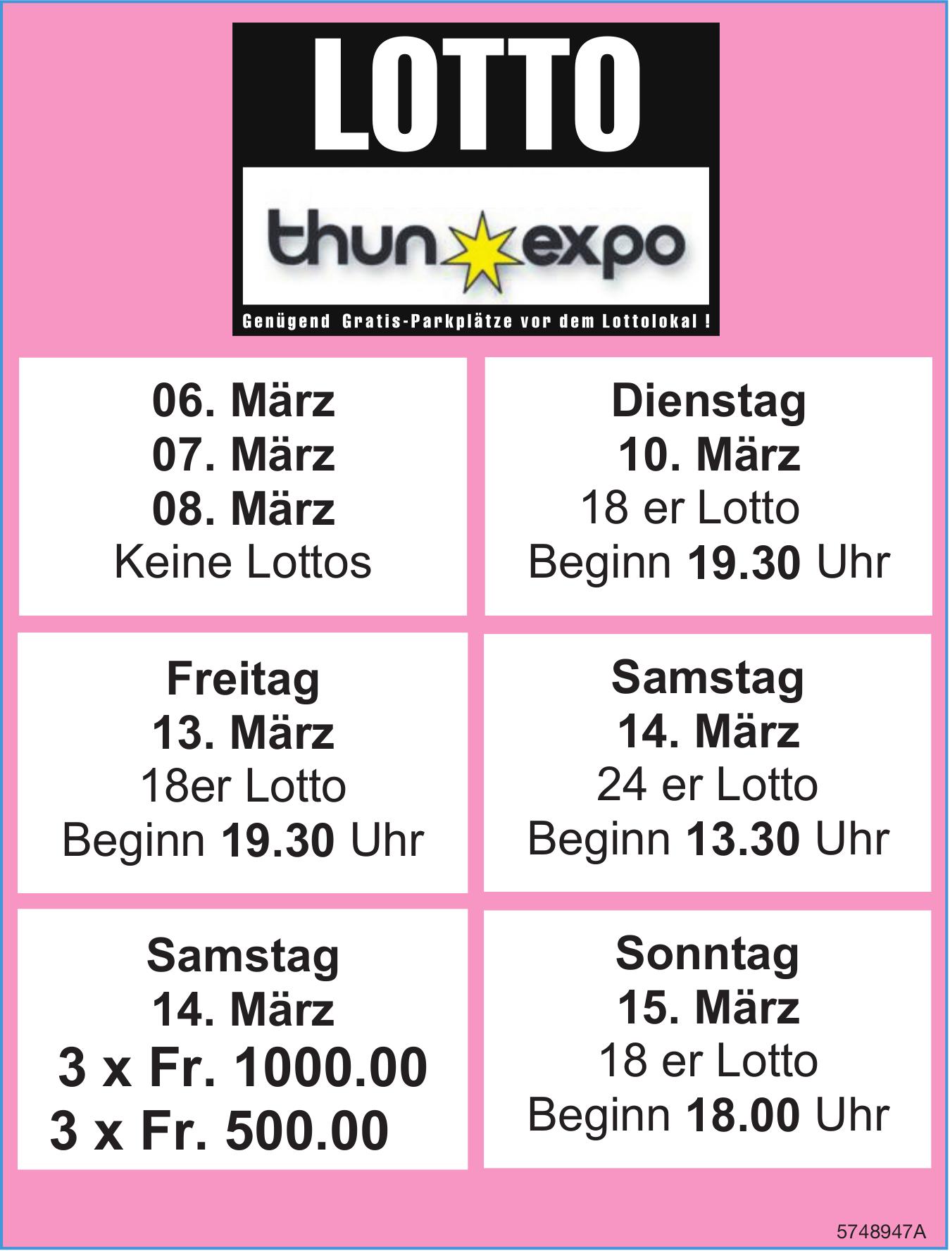 LOTTO, 10. - 15. März, thun expo