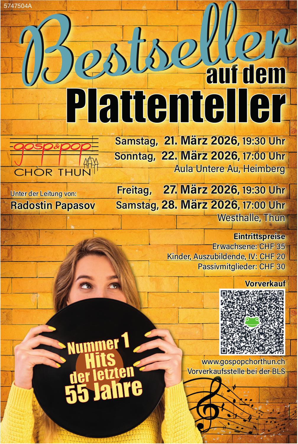 Bestseller auf dem Plattenteller, 21. - 28. März, Heimberg, Thun