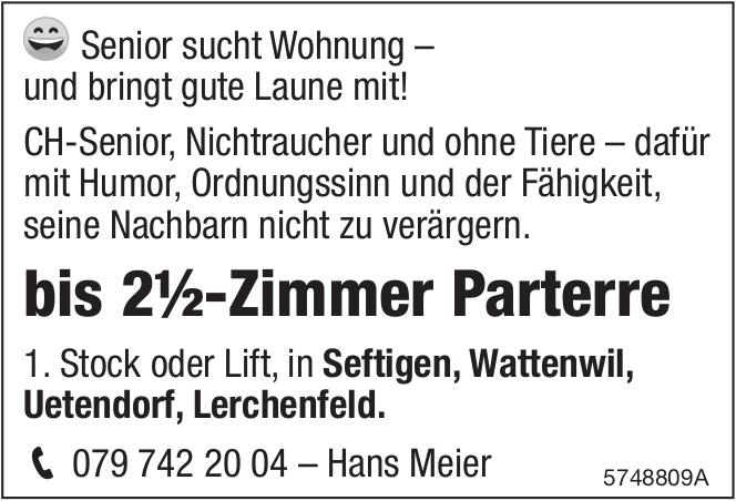 Senior sucht Wohnung – und bringt gute Laune mit!, 2½ Zimmer-Wohnung, zu mieten gesucht
