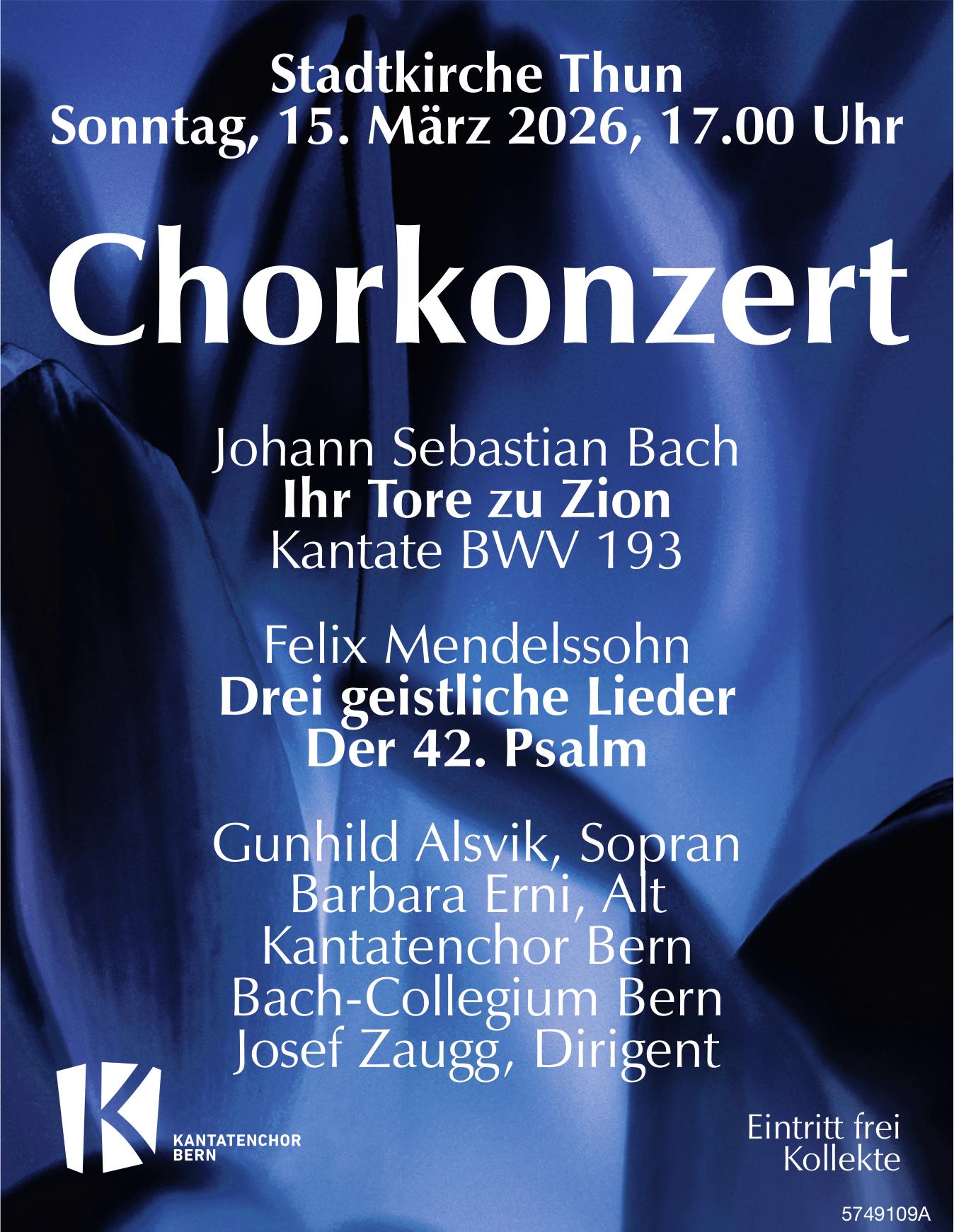 Chorkonzert, 15. März, Stadtkirche Thun