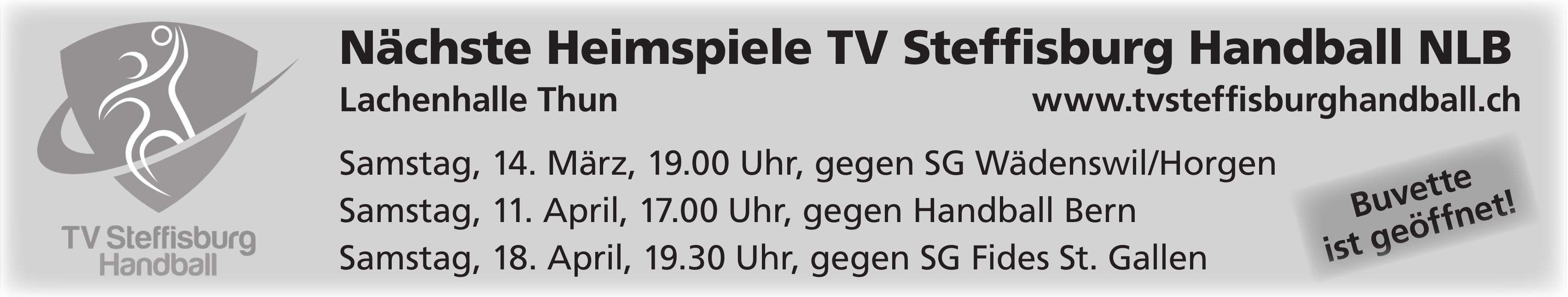 Nächste Heimspiele TV Steffisburg Handball NLB, 14. März - 18. April, Lachenhalle Thun