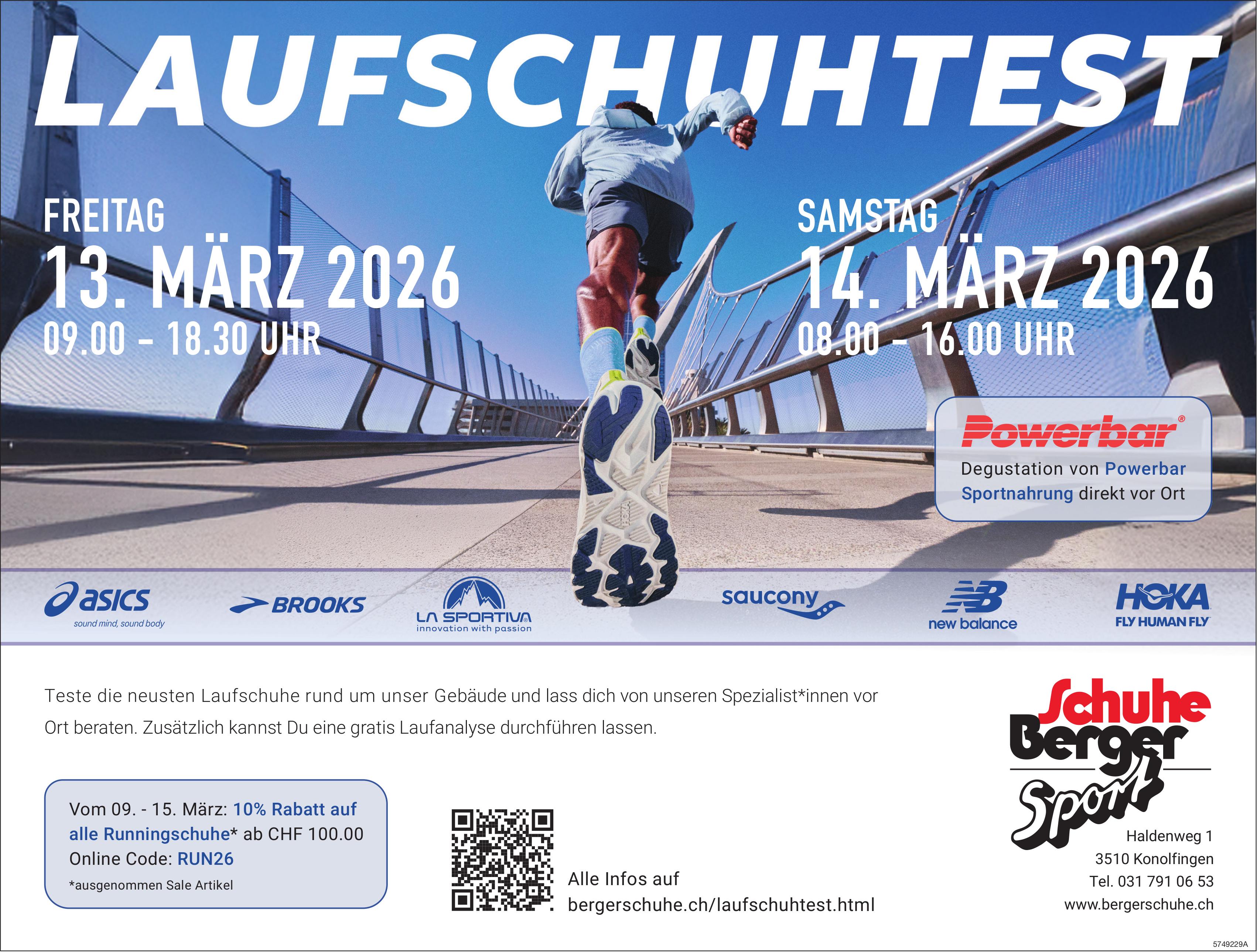 LAUFSCHUHTEST, 13. - 14. März, Berger Schuhe, Konolfingen