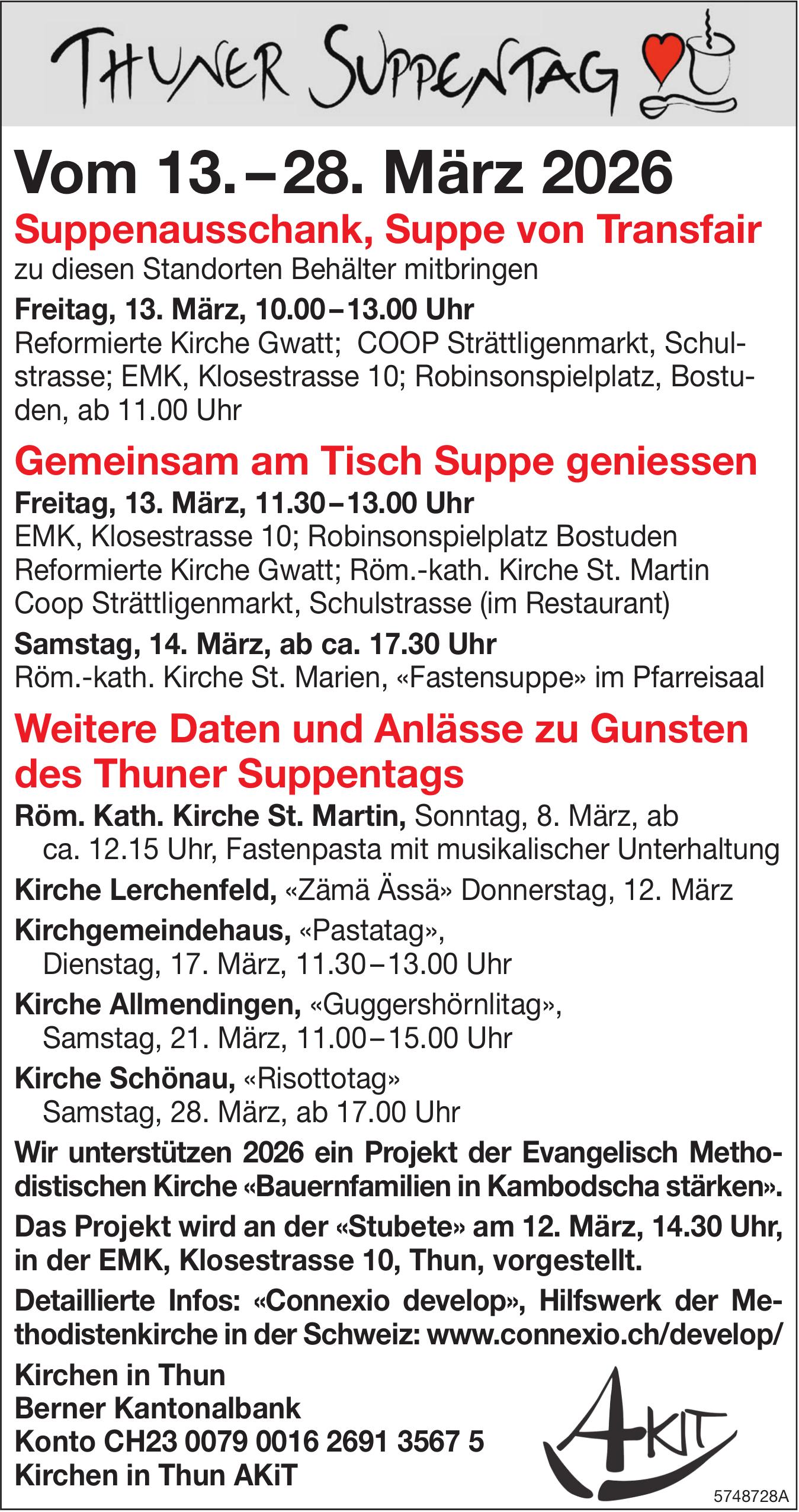 Thuner Suppentag, 13. - 28. März