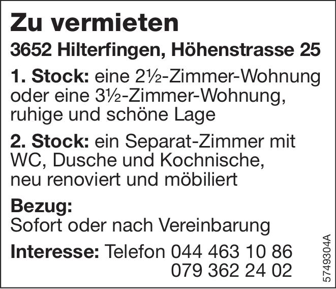 2½-Zimmer-Wohnung oder eine 3½-Zimmer-Wohnung, 2½ Zimmer-Wohnung, Hilterfingen, zu vermieten