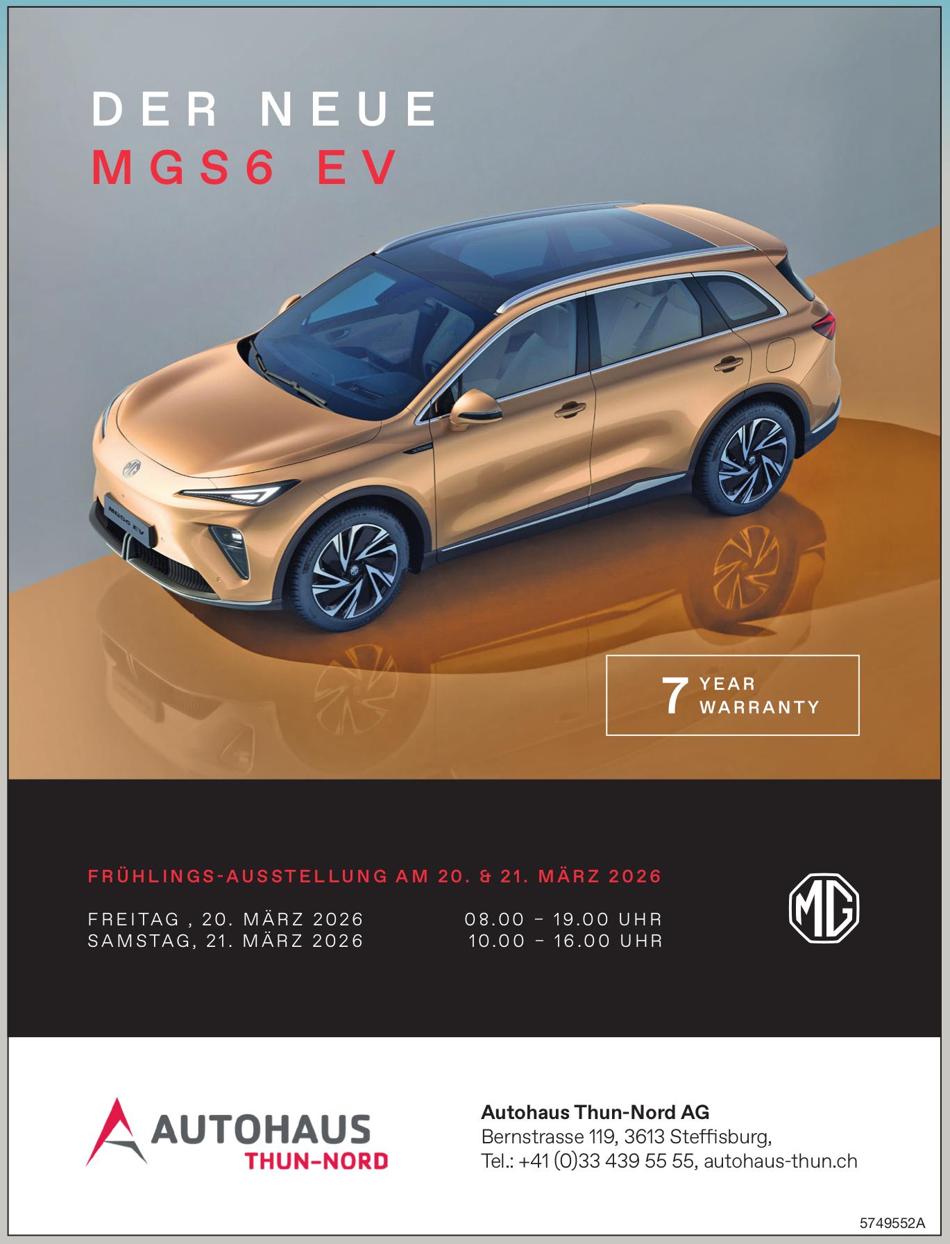 FRÜHLINGS-AUSSTELLUNG AM 20. & 21. MÄRZ 2026, 20. - 21. März, Autohaus Thun-Nord, Steffisburg