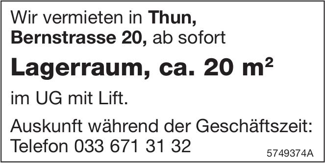 Lagerraum, ca. 20 m², Lagerraum Zimmer-Wohnung, Thun, zu vermieten