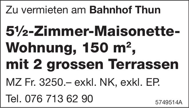 5½-Zimmer-Maisonette-Wohnung, 150 m², mit 2 grossen Terrassen, 5½ Zimmer-Wohnung, Thun, zu vermieten