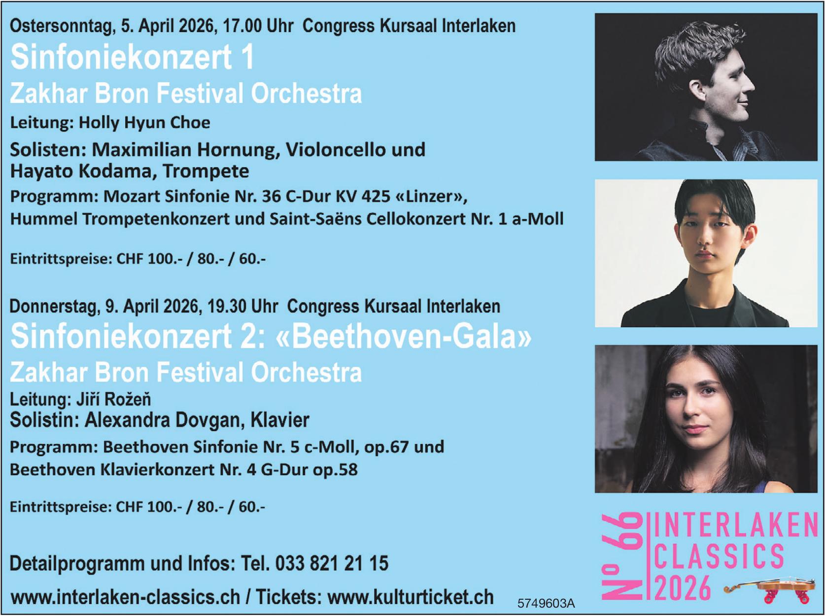 Zakhar Bron Festival Orchestra – Sinfoniekonzert 1, 5. - 9. April, Congress Kursaal Interlaken