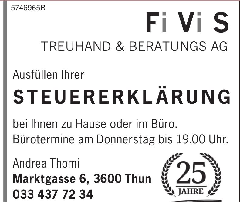 Fi Vi S TREUHAND & BERATUNGS AG, Thun - STEUERERKLÄRUNG