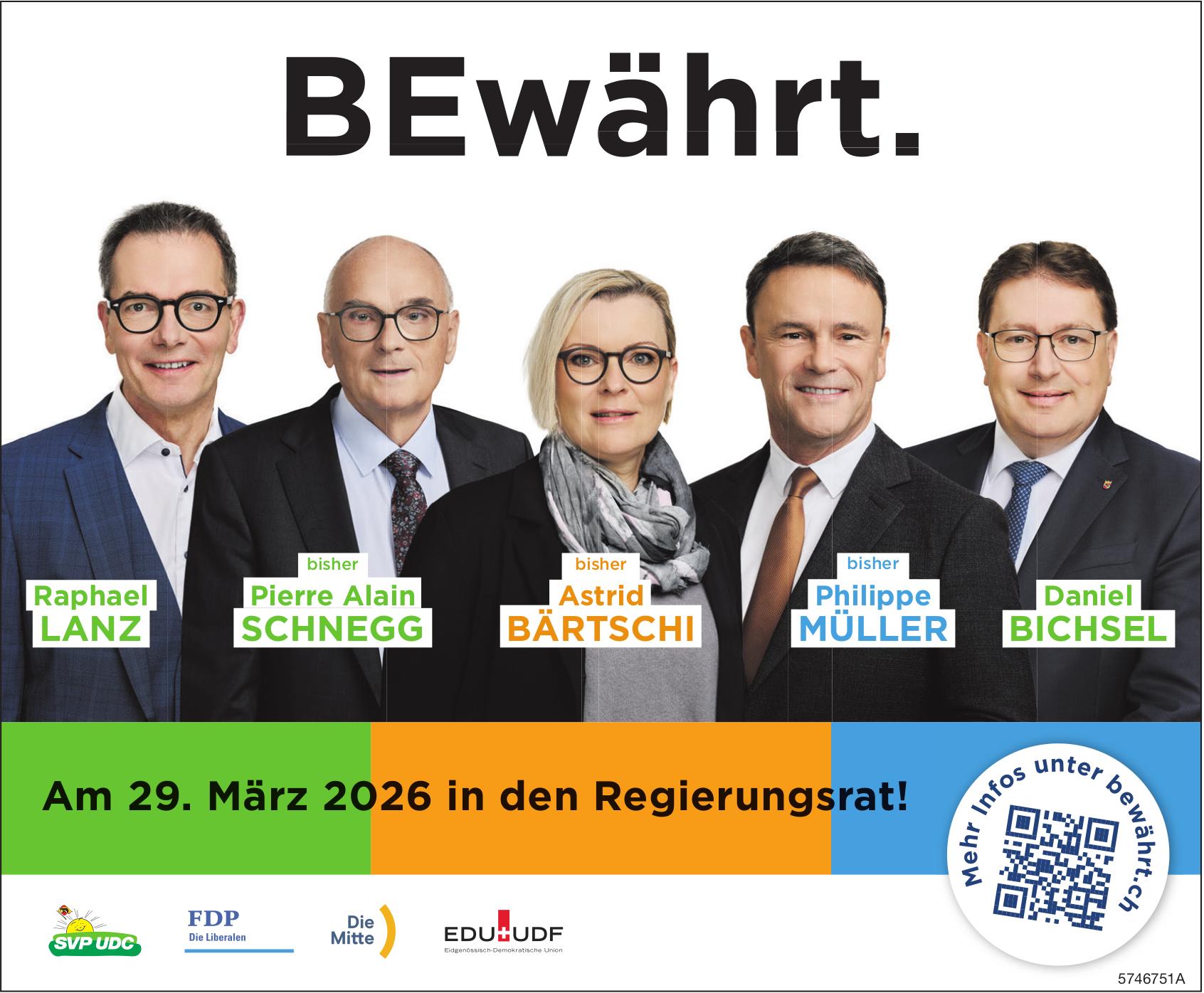 BEwährt., Am 29. März 2026 in den Regierungsrat!