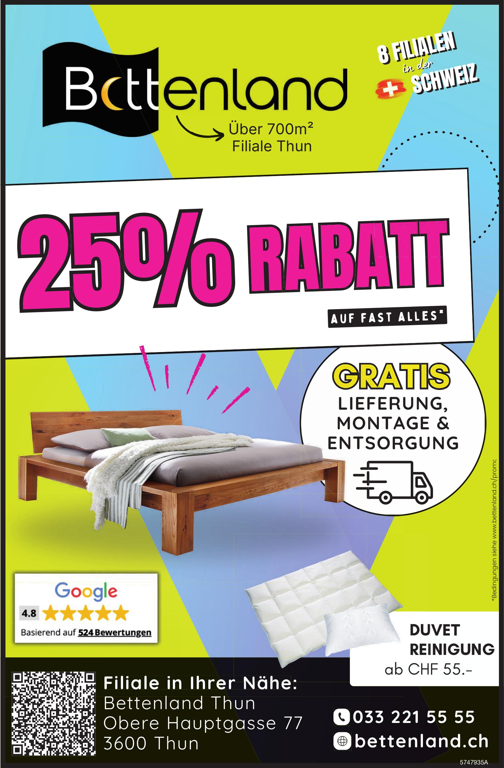 Bettenland, Thun - 25% Rabatt