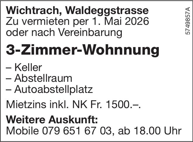 3-Zimmer-Wohnung, Wichtrach, zu vermieten