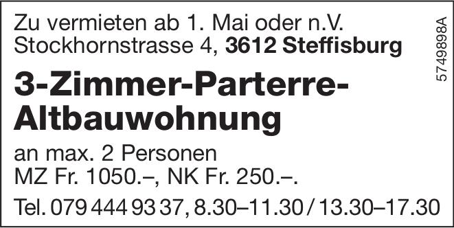 3-Zimmer-Parterre-Altbauwohnung, Steffisburg, zu vermieten