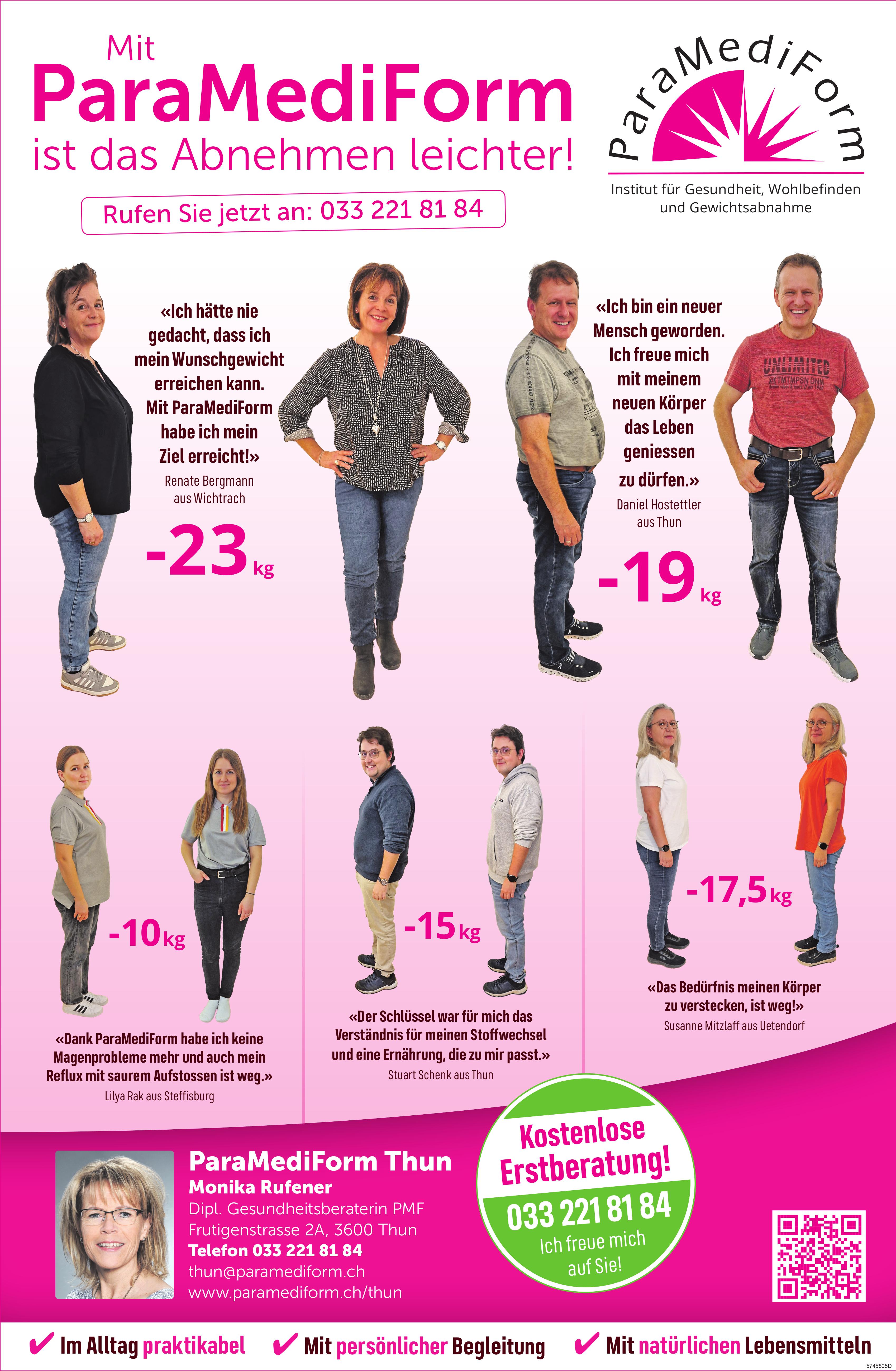 ParaMediForm Thun, Mit ParaMediForm ist das Abnehmen leichter!