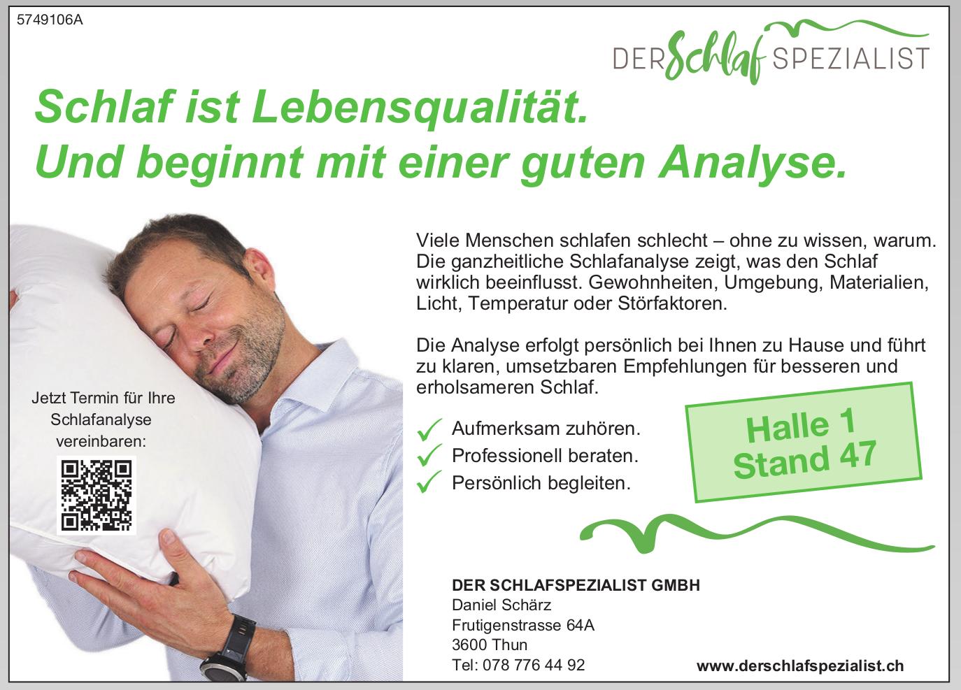 DER SCHLAFSPEZIALIST GMBH, Thun - Schlaf ist Lebensqualität. Und beginnt mit einer guten Analyse.