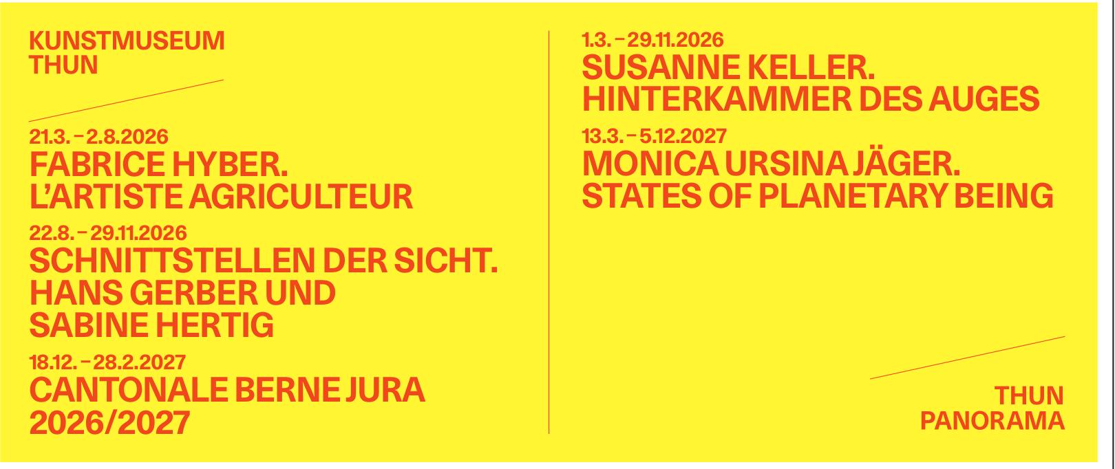 Programm Kunstmuseum Thun, 21. März - 5. Dezember