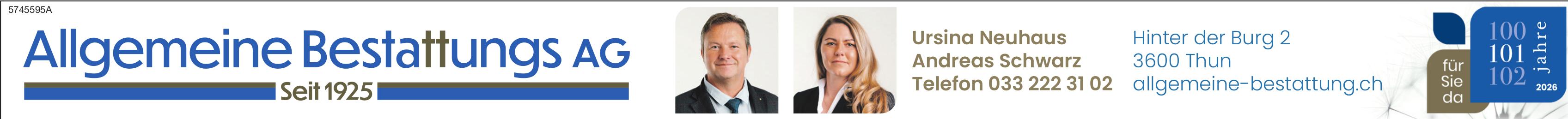 Allgemeine Bestattungs AG, Thun - Seit 1925