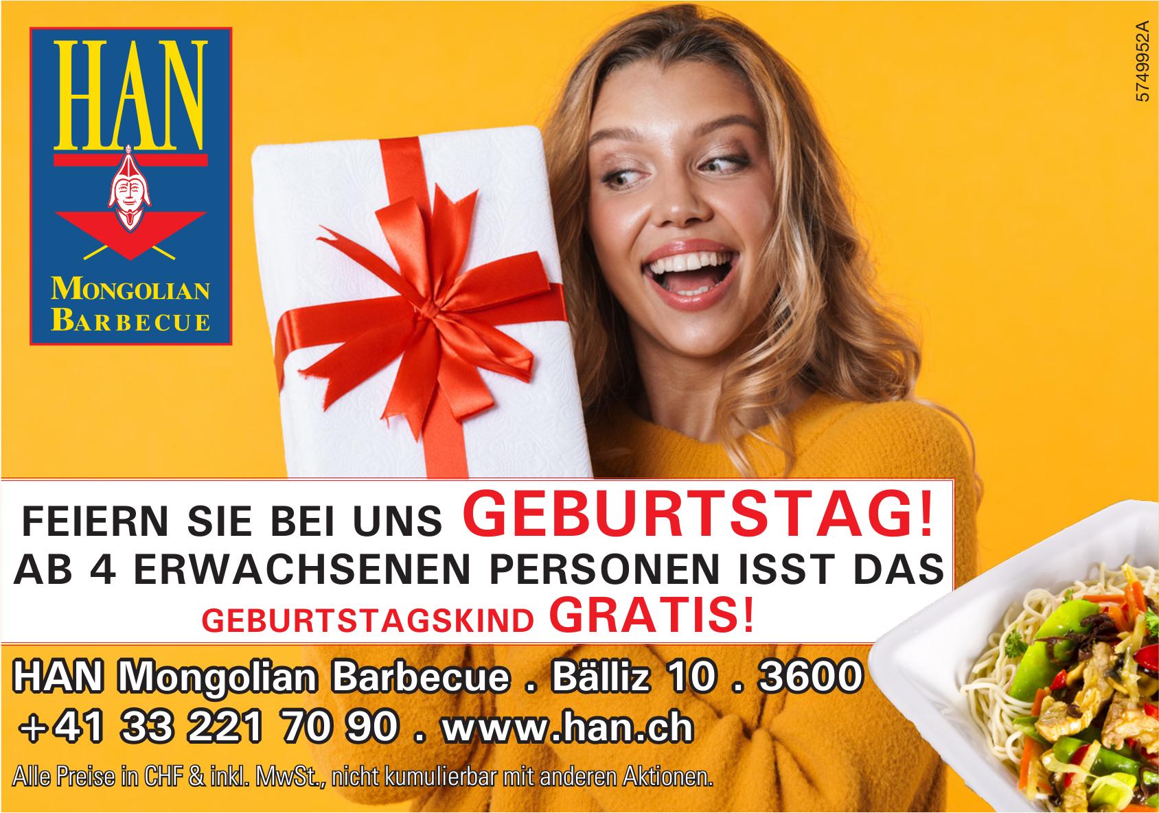 HAN Mongolian Barbecue, Thun - FEIERN SIE BEI UNS GEBURTSTAG!
