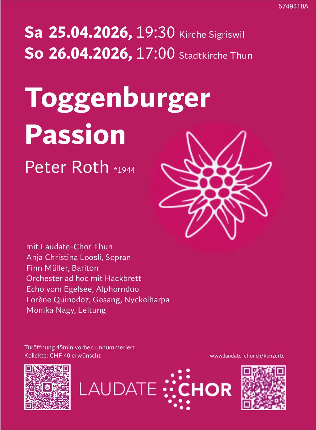 Peter Roth – Toggenburger Passion, 25. - 26. April