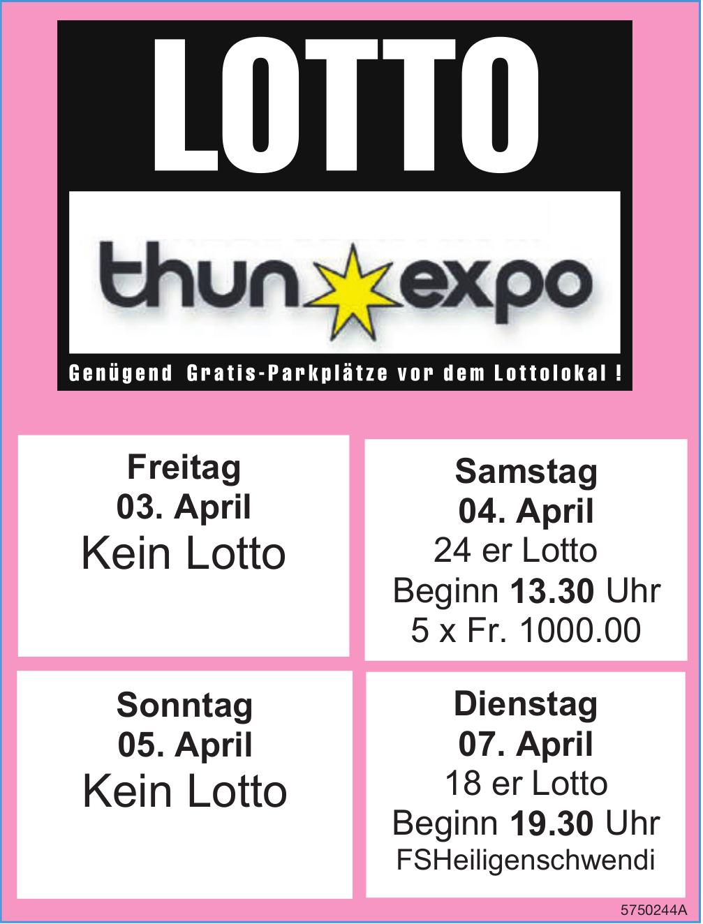 LOTTO, 3. - 6. April, thun expo