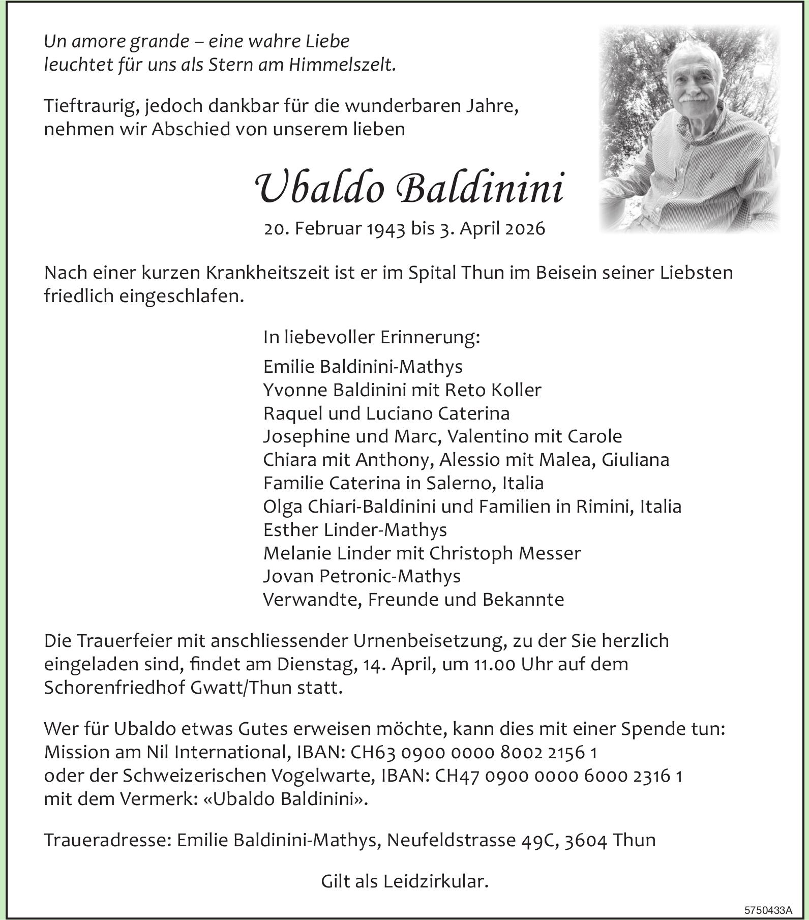 Baldinini Ubaldo, April 2026 / TA