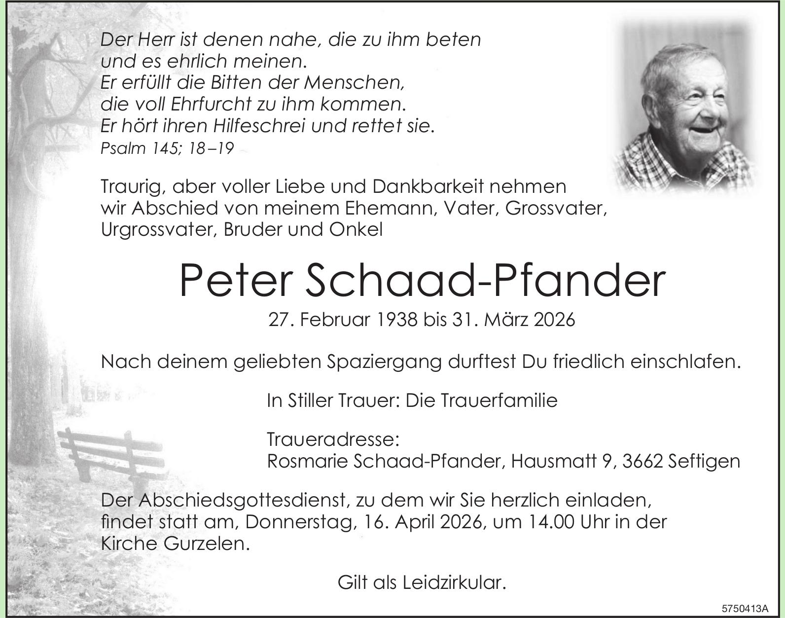 Schaad-Pfander Peter, März 2026 / TA