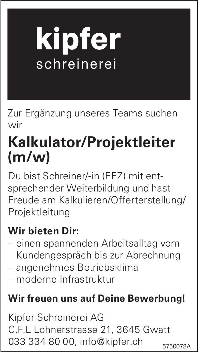 Kalkulator/Projektleiter (m/w), Kipfer Schreinerei AG, Gwatt, Gesucht