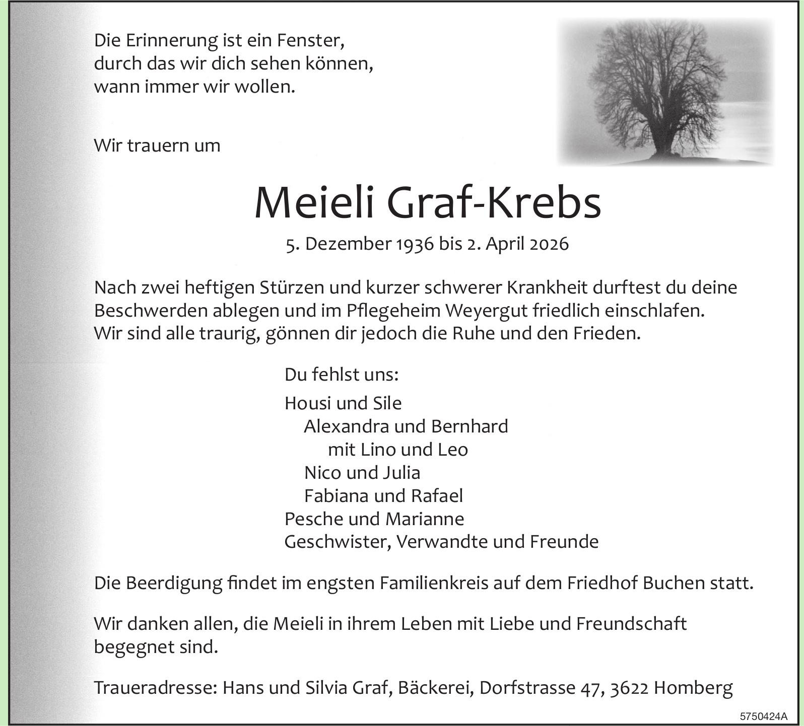Graf-Krebs Meieli, April 2026 / TA