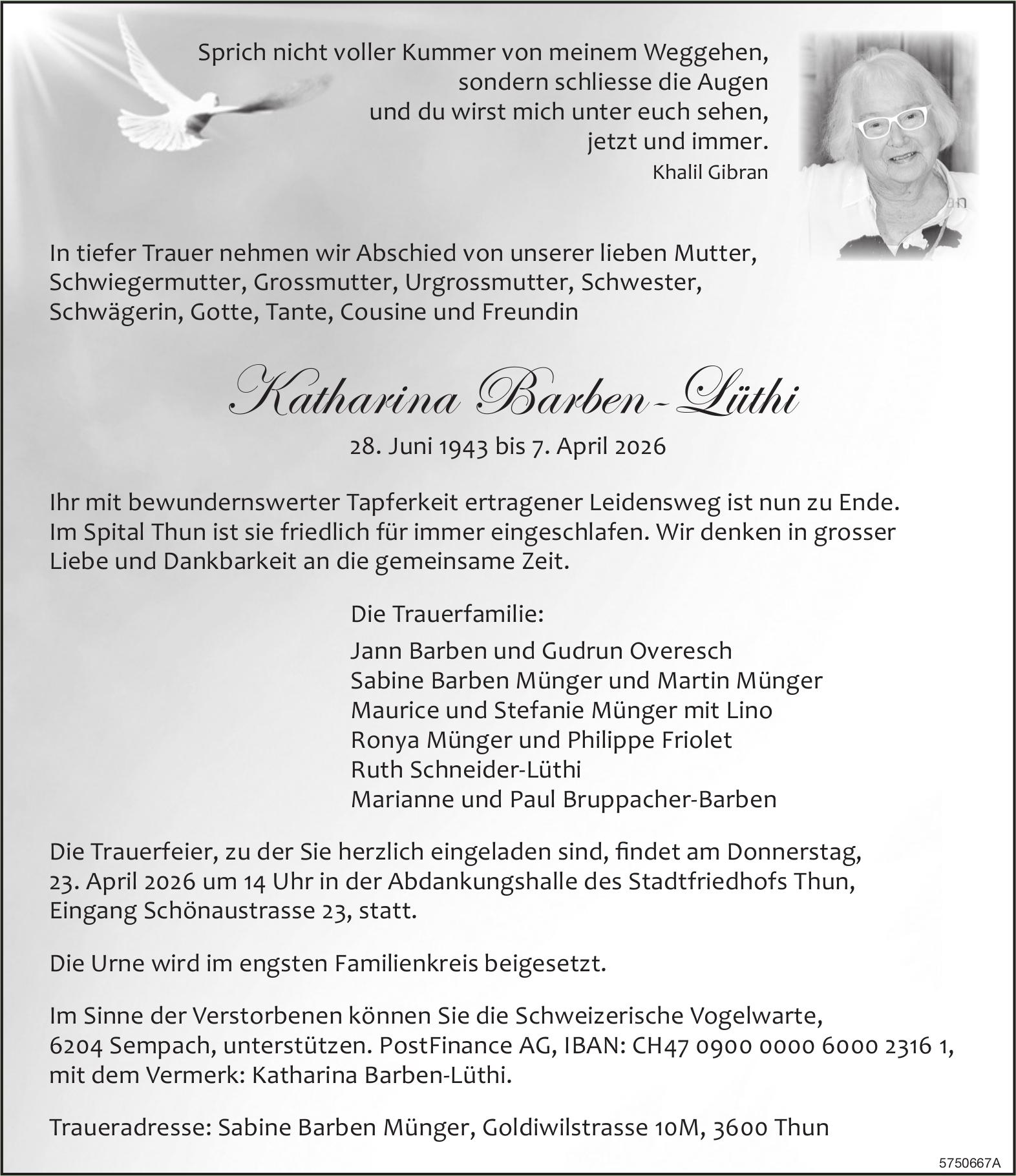 Barben-Lüthi Katharina, April 2026 / TA