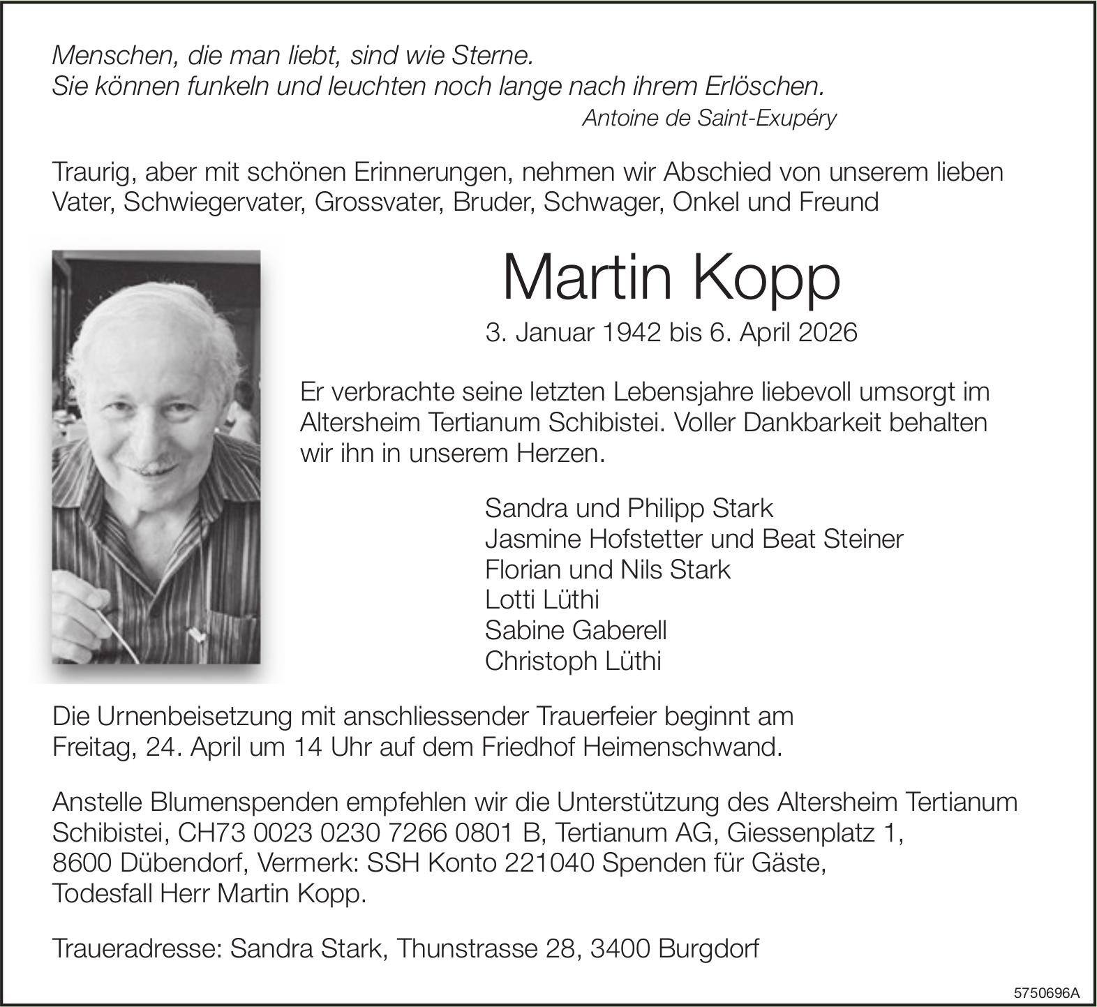 Kopp Martin, April 2026 / TA