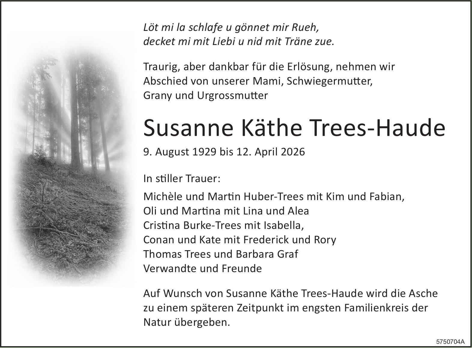 Trees-Haude Susanne Käthe, April 2026 / TA
