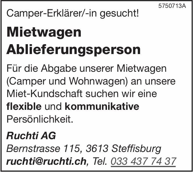 Mietwagen Ablieferungsperson, Ruchti AG, Steffisburg, Gesucht