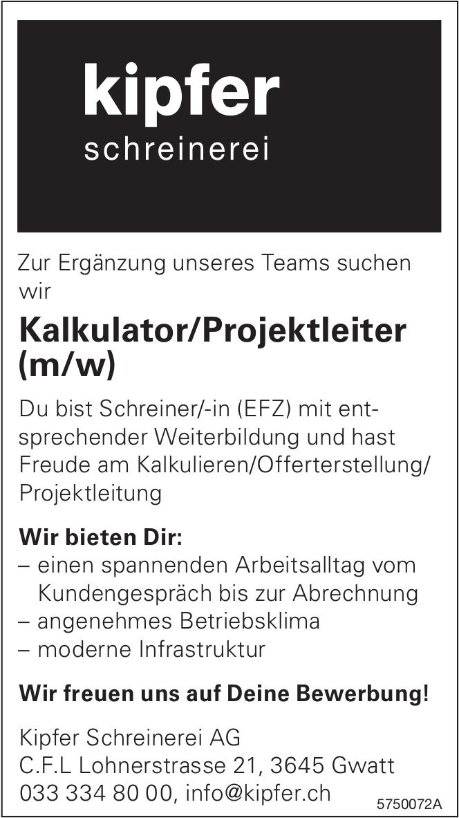 Kalkulator/Projektleiter (m/w), Kipfer Schreinerei AG, Gwatt, Gesucht