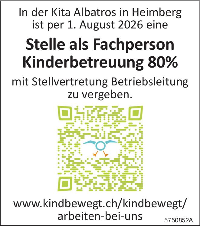 Fachperson Kinderbetreuung 80%, Gesucht