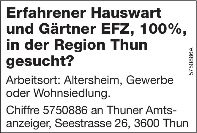 Erfahrener Hauswart und Gärtner EFZ, 100%, Thun, Gesucht