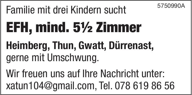 EFH, mind. 5½ Zimmer, 5½ Zimmer-Wohnung, Heimberg, Thun, Gwatt, Dürrenast, zu mieten gesucht