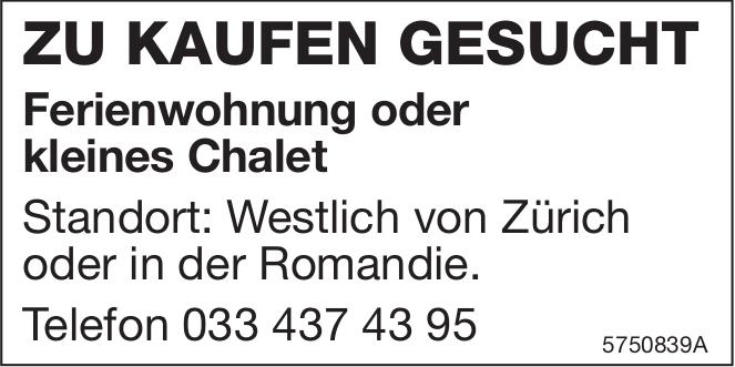 Ferienwohnung oder kleines Chalet westlich von Zürich oder in der Romandie, zu kaufen gesucht
