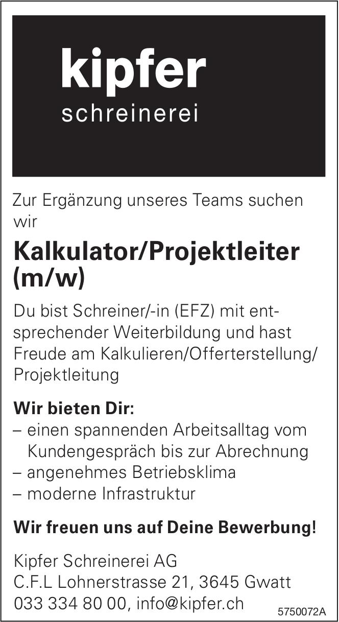 Kalkulator/Projektleiter (m/w), Kipfer Schreinerei AG, Gwatt, Gesucht