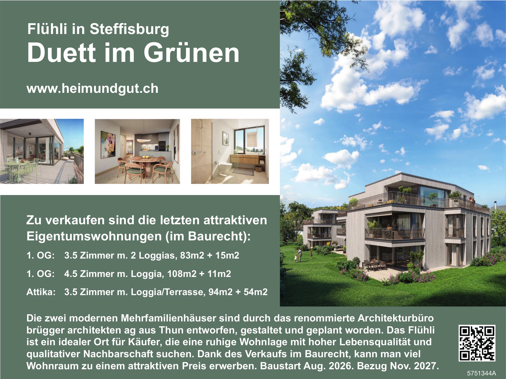 3.5 Zimmer m. Loggia/Terrasse, 94m2 + 54m2, 3½ Zimmer-Wohnung, Steffisburg, zu verkaufen