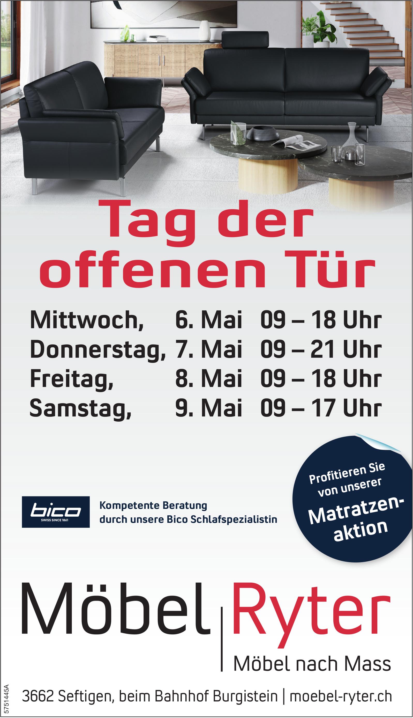 Tag der offenen Tür, 6. - 9. Mai, Möbel Ryter, Seftigen