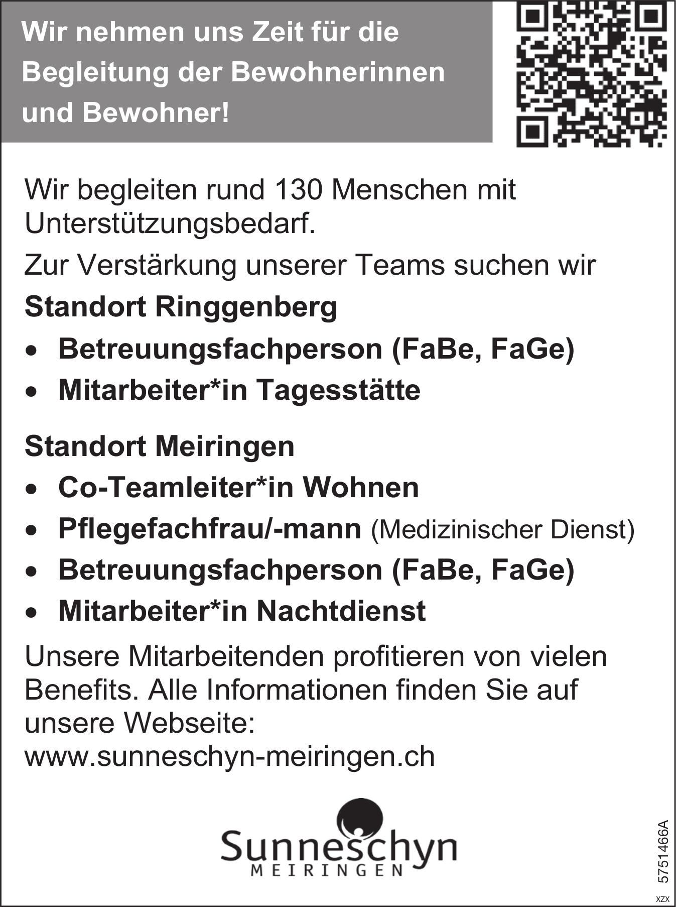 Betreuungsfachperson (FaBe, FaGe), Sunneschyn Meiringen, Gesucht