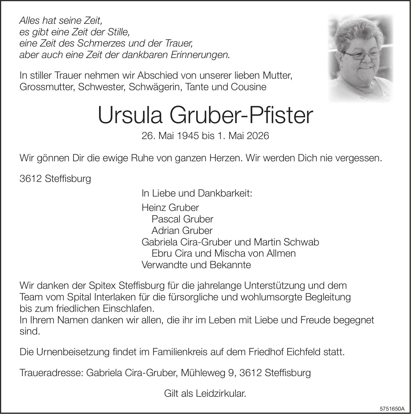 Gruber-Pfister Ursula, Mai 2026 / TA