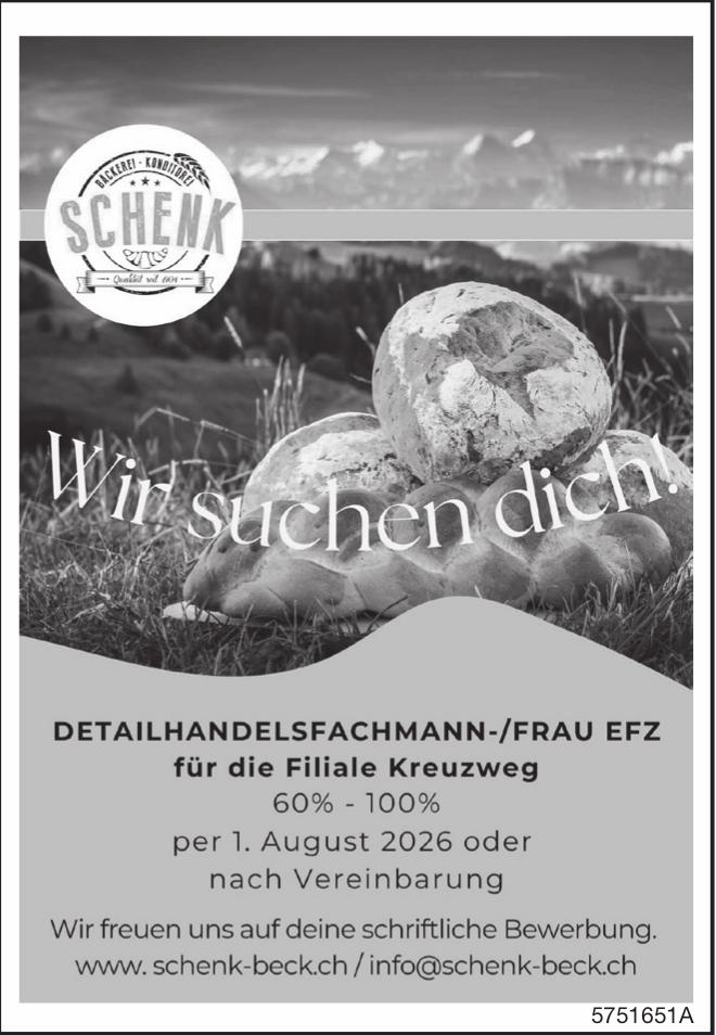 DETAILHANDELSFACHMANN/-FRAU EFZ, Schenk, Gesucht