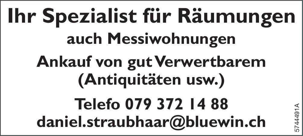 Daniel Straubhaar, Ihr Spezialist für Räumungen