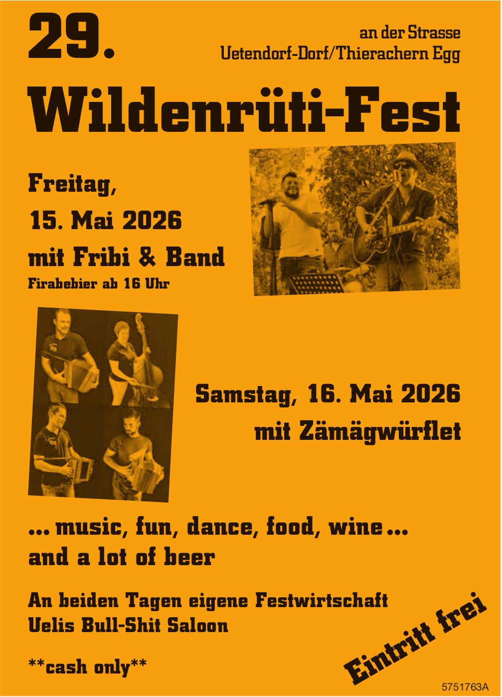 29 Wildenrüti-Fest, 15. Mai, an der Strasse Utendorf-Dorf/Thierachern Egg