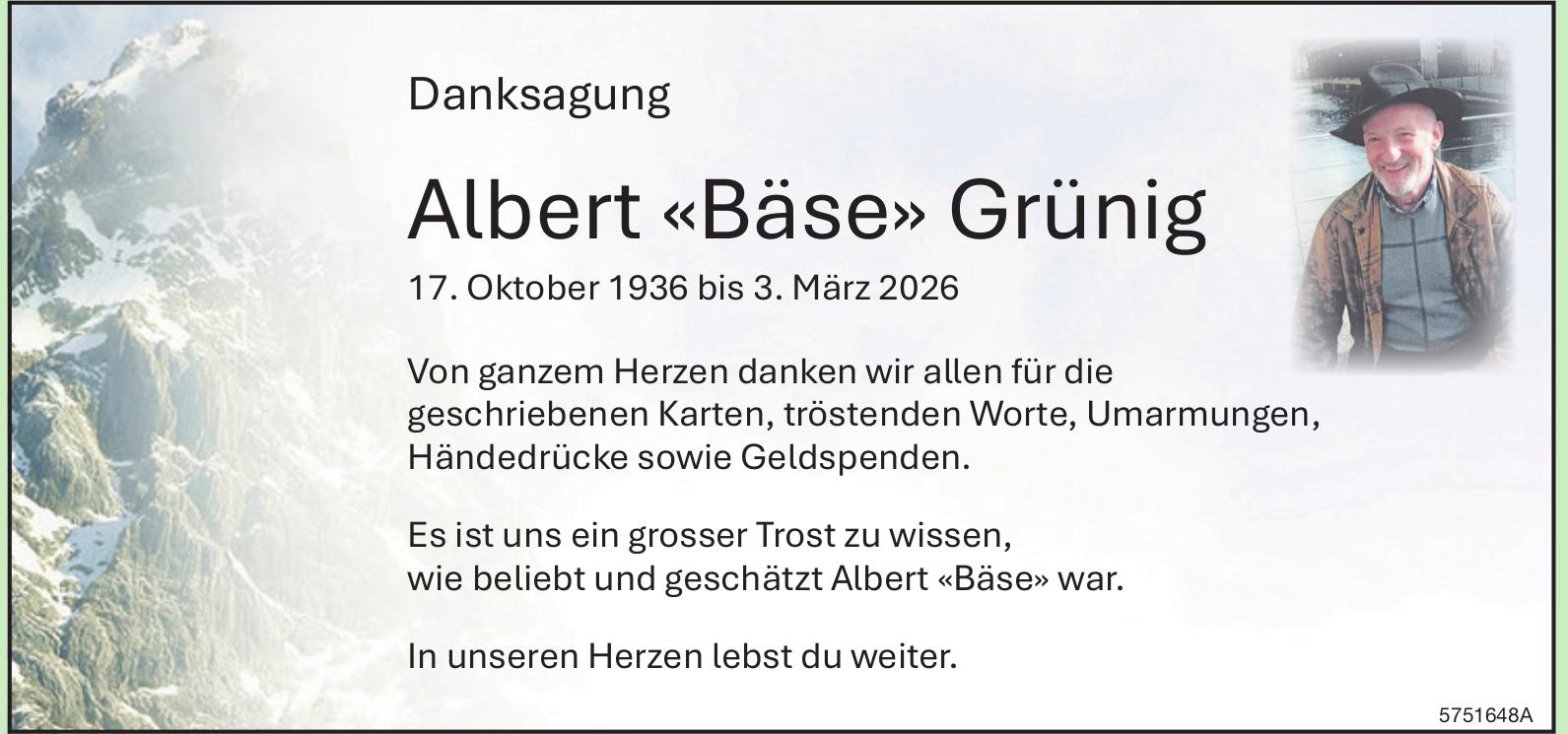 Grünig Albert «Bäse», im Mai 2026 / DS