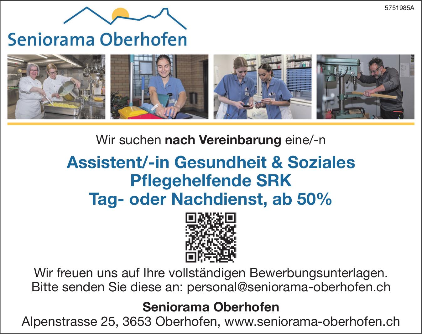 Assistent/-in Gesundheit & Soziales, Seniorama Oberhofen, Gesucht