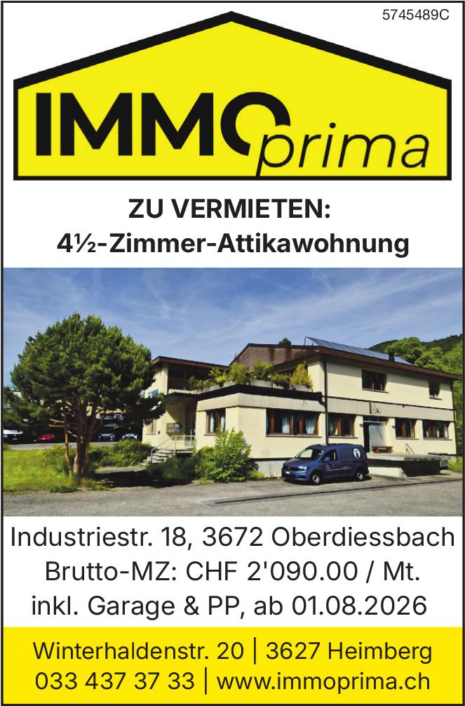 4½-Zimmer-Attikawohnung, 4½ Zimmer-Wohnung, Oberdiessbach, zu vermieten